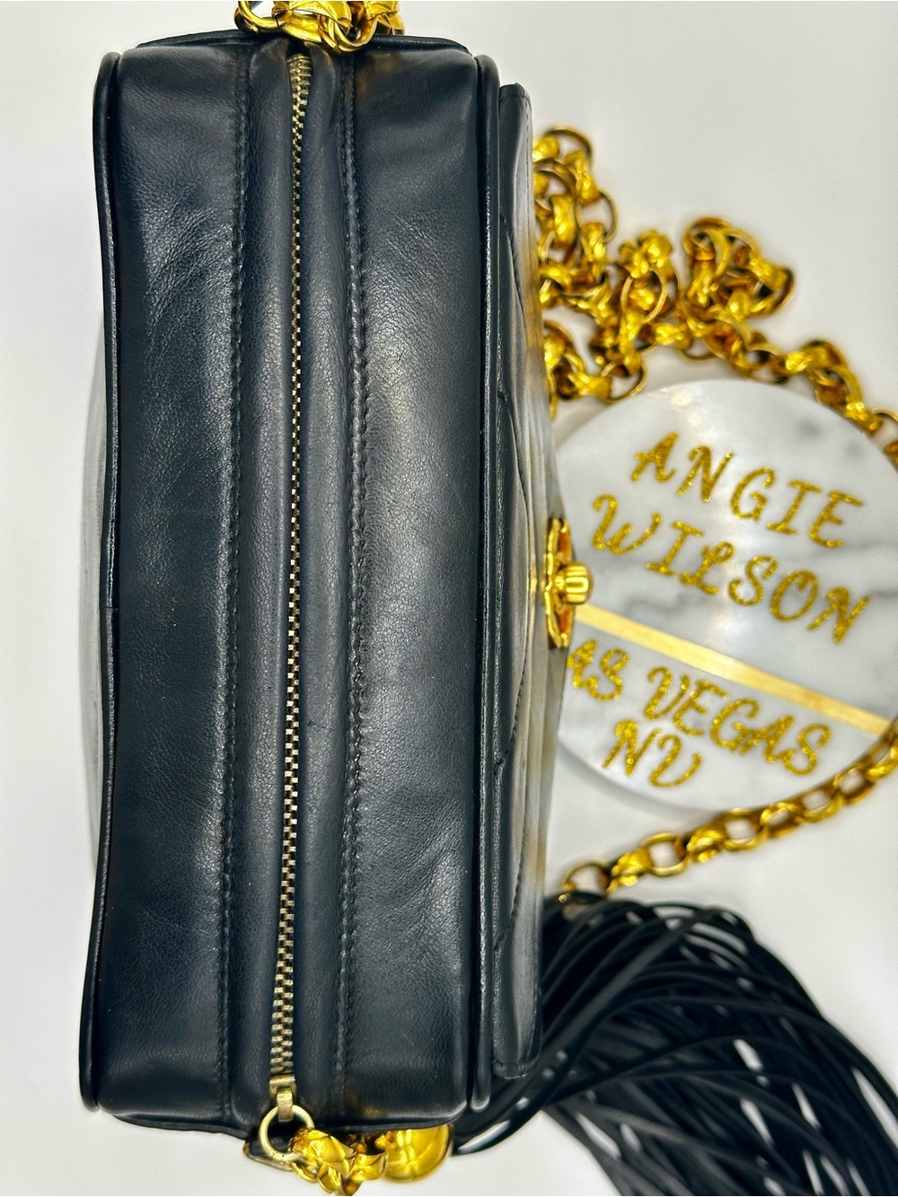 CHANEL Vintage Black Quilted Leather Crossbody with 24K Gold CC and Tassel - Picture 13 of 13